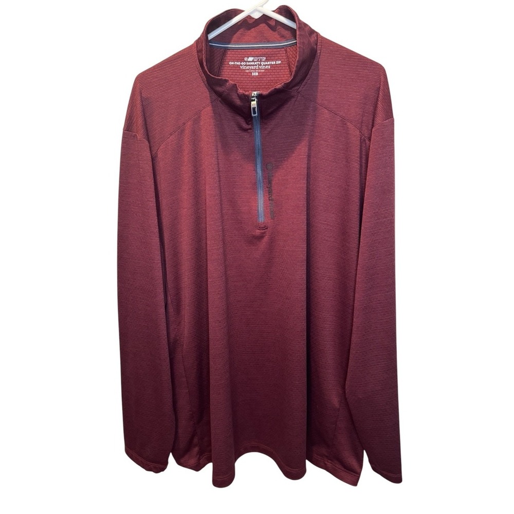 Vineyard Vines Mens Burgundy On-The-Go Sankaty Quarter Zip Pullover 3XB